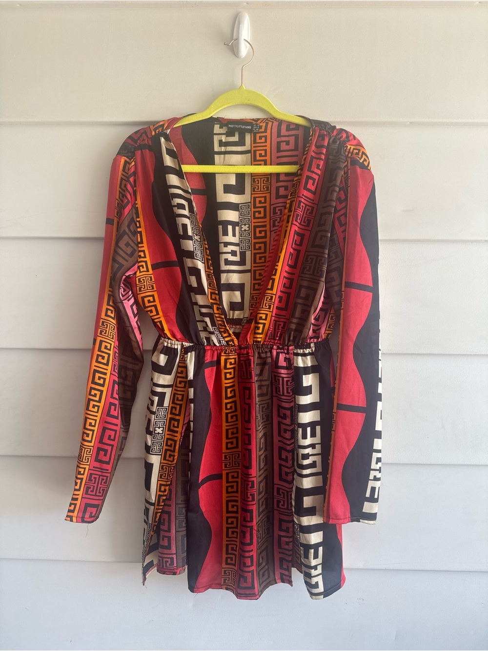 PrettyLittleThing Plunge Double Split Tunic Dress Size 8